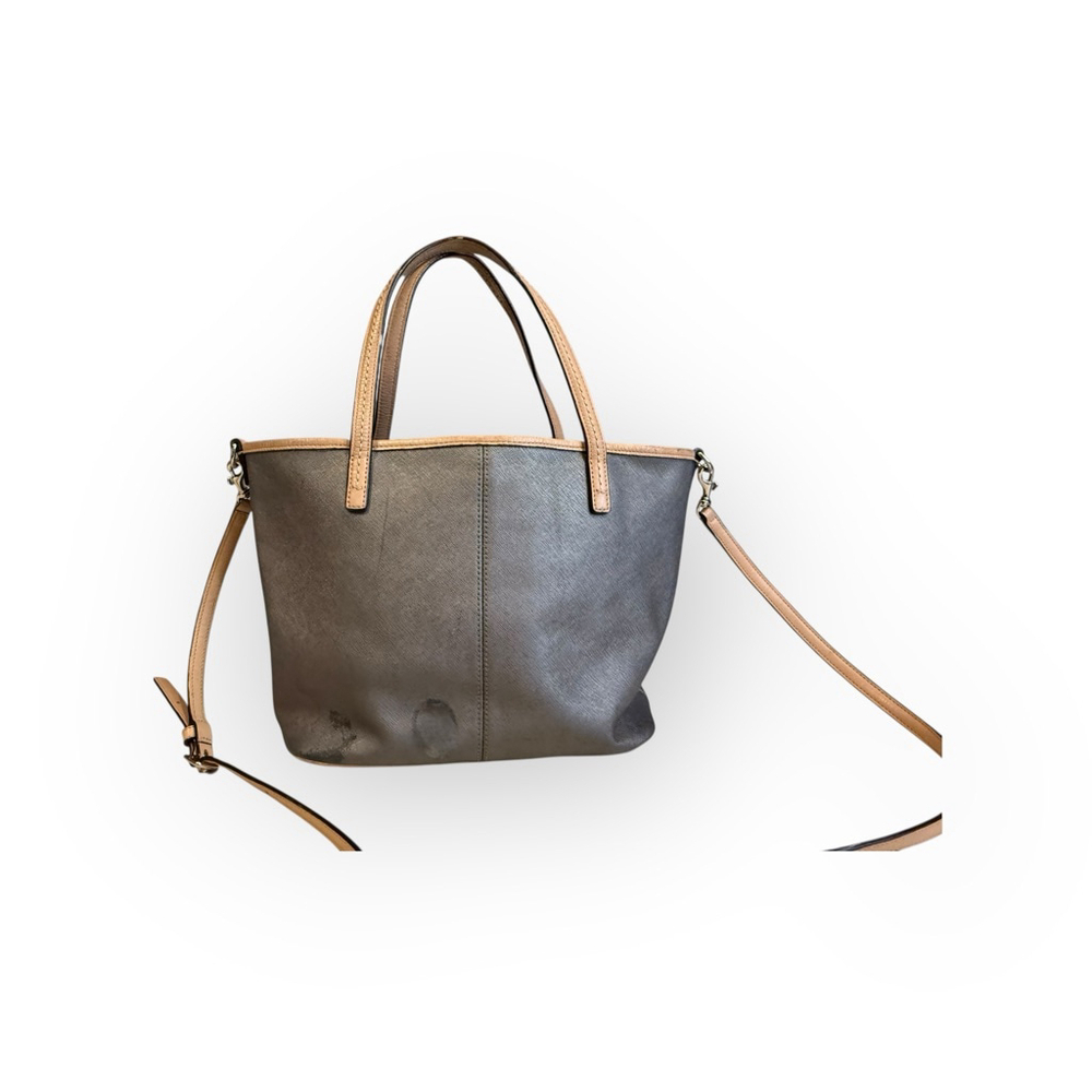 Coach Park Metro Small Tote F25663 Silver/Pewter/Tan Leather Bag Purse - Picture 2 of 12